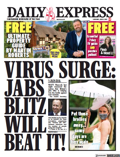 Daily Express (UK) Newspaper Front Page for 5 June 2021