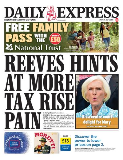 Daily Express (UK) Newspaper Front Page for 5 July 2025