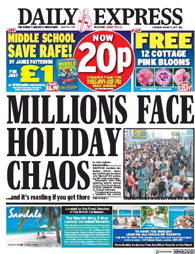 Daily Express Newspaper Front Page for 5 August 2017