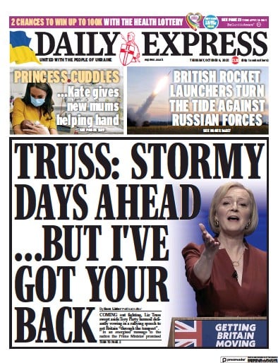 Daily Express (UK) Newspaper Front Page for 6 October 2022