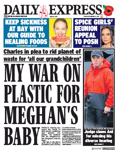 Daily Express Newspaper Front Page for 6 November 2018