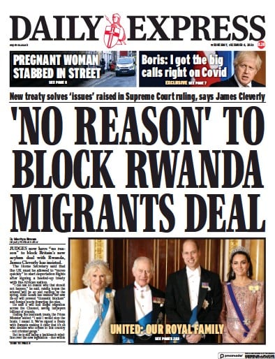 Daily Express (UK) Newspaper Front Page for 6 December 2023