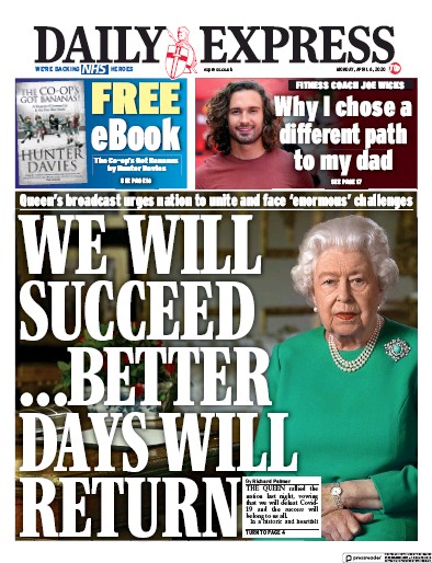 Daily Express Newspaper Front Page for 6 April 2020