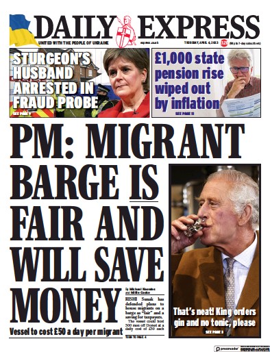 Daily Express (UK) Newspaper Front Page for 6 April 2023
