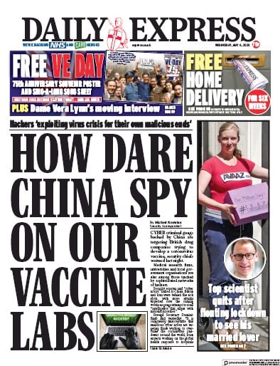 Daily Express Newspaper Front Page for 6 May 2020