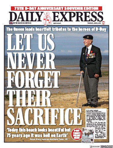 Daily Express Newspaper Front Page for 6 June 2019