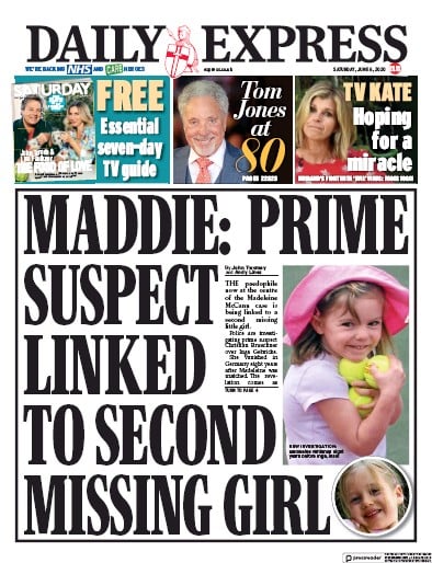 Daily Express Newspaper Front Page for 6 June 2020