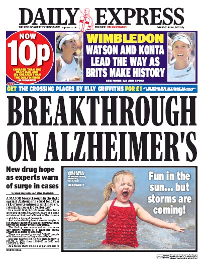 Daily Express Newspaper Front Page for 6 July 2017