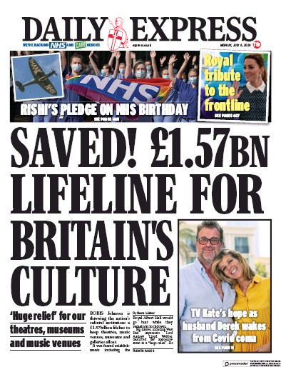 Daily Express Newspaper Front Page for 6 July 2020