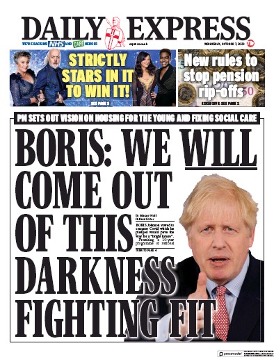 Daily Express Newspaper Front Page for 7 October 2020