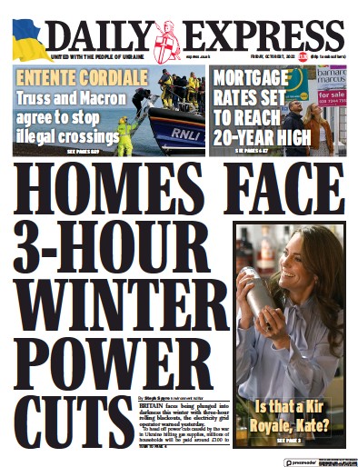 Daily Express (UK) Newspaper Front Page for 7 October 2022
