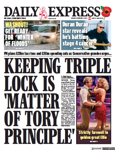 Daily Express (UK) Newspaper Front Page for 7 November 2022