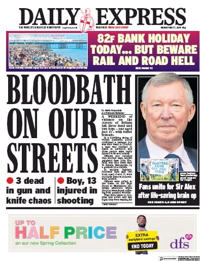 Daily Express Newspaper Front Page for 7 May 2018
