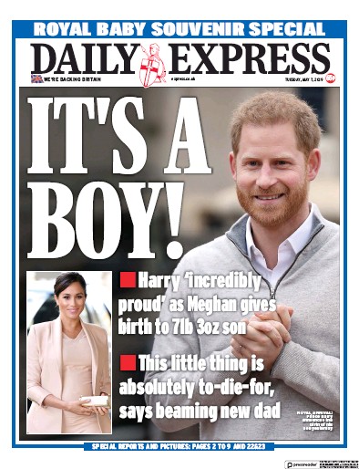 Daily Express Newspaper Front Page for 7 May 2019