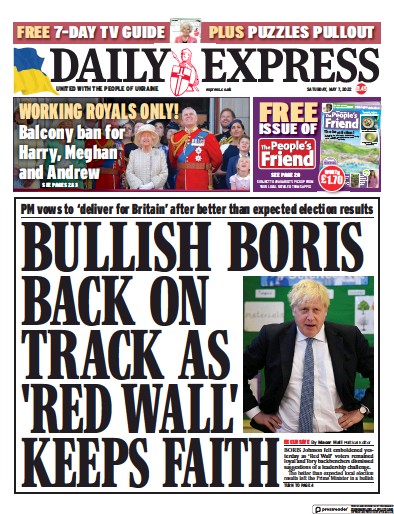Daily Express (UK) Newspaper Front Page for 7 May 2022