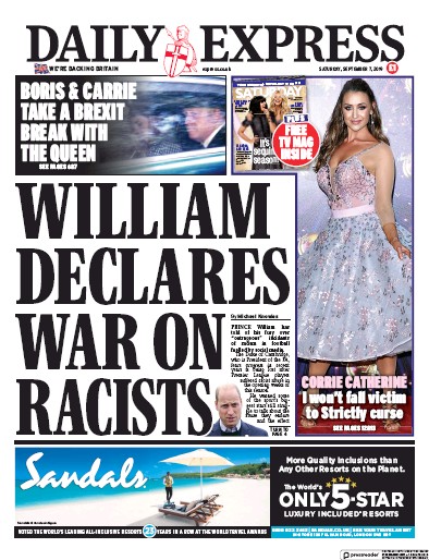 Daily Express Newspaper Front Page for 7 September 2019