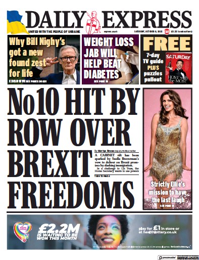 Daily Express Newspaper Front Page for 8 October 2022