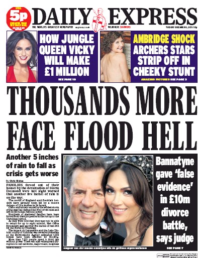 Daily Express (UK) Newspaper Front Page for 8 December 2015