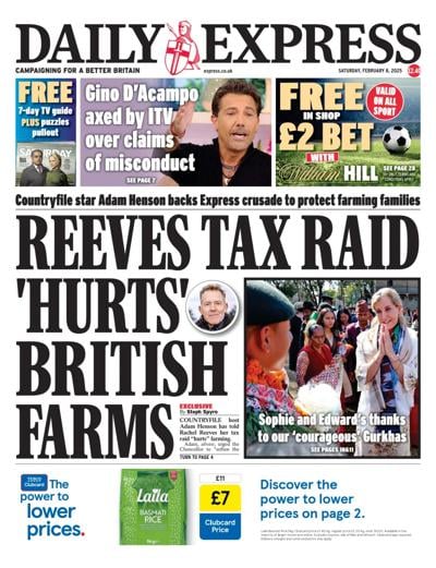 Daily Express (UK) Newspaper Front Page for 8 February 2025