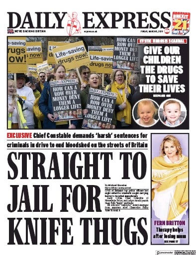Daily Express Newspaper Front Page for 8 March 2019
