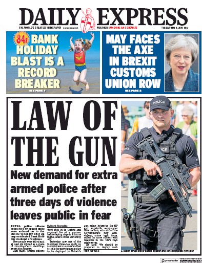 Daily Express (UK) Newspaper Front Page for 8 May 2018