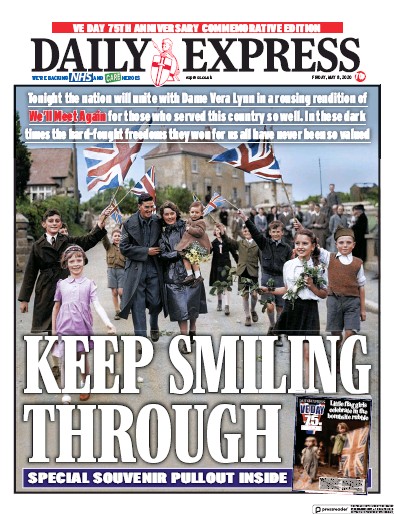 Daily Express Newspaper Front Page for 8 May 2020