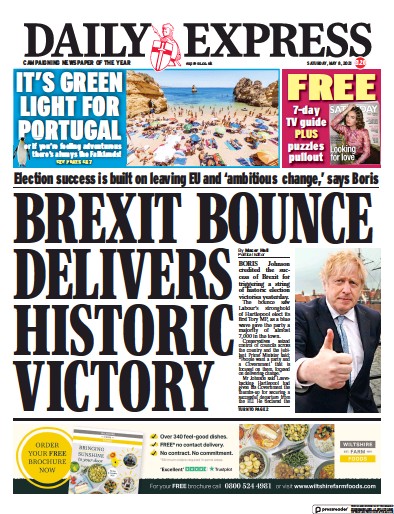 Daily Express (UK) Newspaper Front Page for 8 May 2021