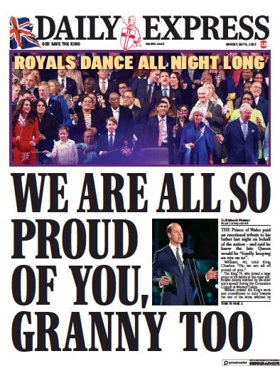 Daily Express (UK) Newspaper Front Page for 8 May 2023