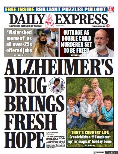 Daily Express (UK) Newspaper Front Page for 8 June 2021