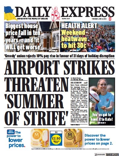 Daily Express Newspaper Front Page for 8 June 2023