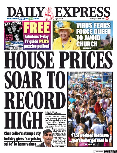Daily Express Newspaper Front Page for 8 August 2020