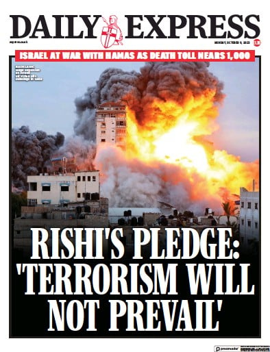 Daily Express (UK) Newspaper Front Page for 9 October 2023