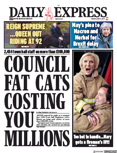 Daily Express (UK) Newspaper Front Page for 9 April 2019