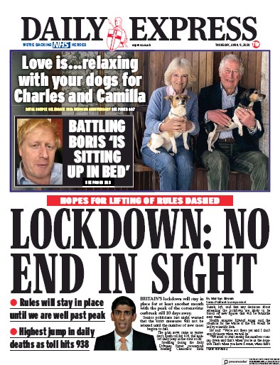 Daily Express (UK) Newspaper Front Page for 9 April 2020