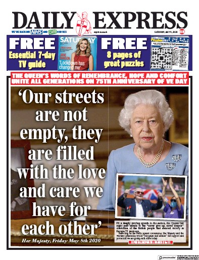 Daily Express Newspaper Front Page for 9 May 2020