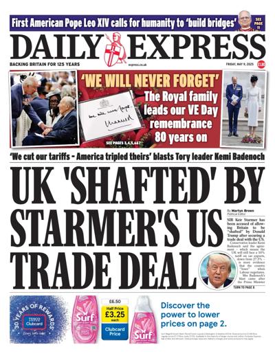 Daily Express (UK) Newspaper Front Page for 9 May 2025