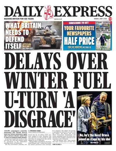 Daily Express (UK) Newspaper Front Page for 9 June 2025