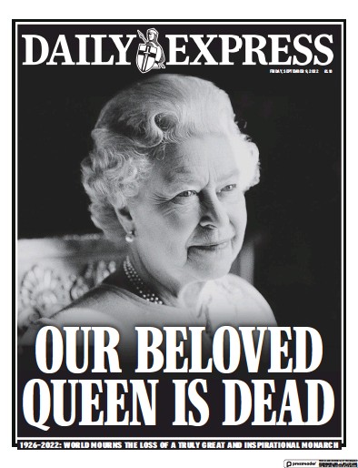 Daily Express (UK) Newspaper Front Page for 9 September 2022