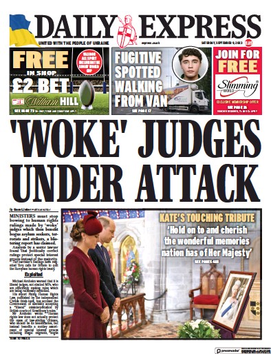 Daily Express (UK) Newspaper Front Page for 9 September 2023