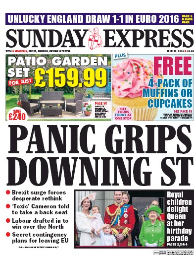 Daily Express Sunday Newspaper Front Page for 12 June 2016