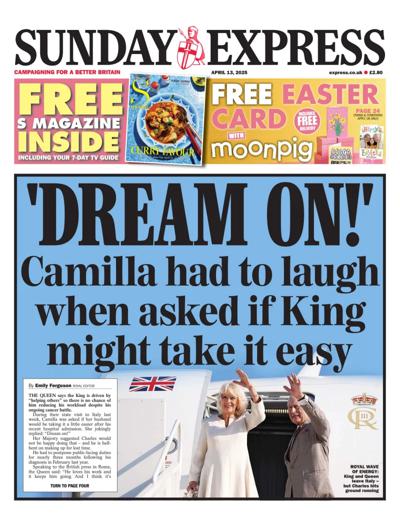 Daily Express Sunday Newspaper Front Page for 13 April 2025
