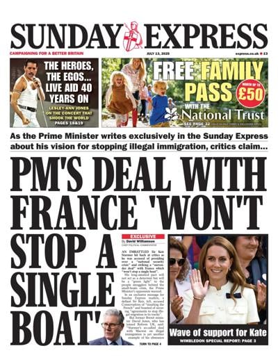 Daily Express Sunday (UK) Newspaper Front Page for 13 July 2025