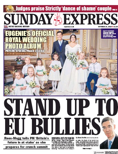 Daily Express Sunday Newspaper Front Page for 14 October 2018