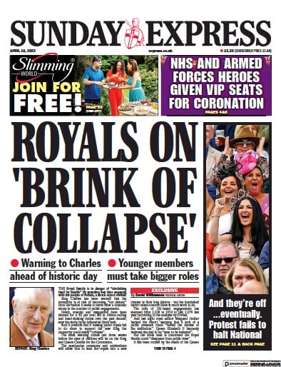 Daily Express Sunday (UK) Newspaper Front Page for 16 April 2023