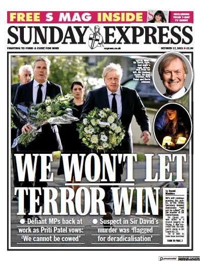 Daily Express Sunday (UK) Newspaper Front Page for 17 October 2021
