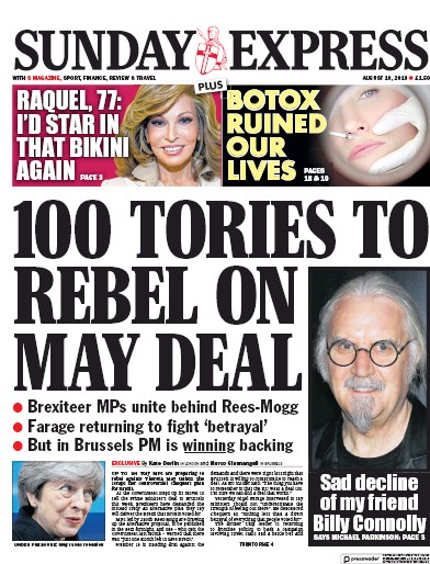 Daily Express Sunday (UK) Newspaper Front Page for 19 August 2018