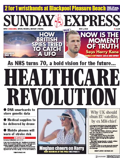 Daily Express Sunday Newspaper Front Page for 1 July 2018