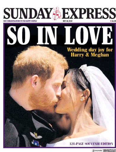 Daily Express Sunday Newspaper Front Page for 20 May 2018