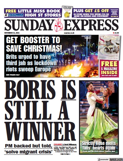 Daily Express Sunday (UK) Newspaper Front Page for 21 November 2021
