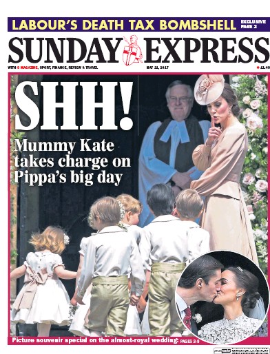 Daily Express Sunday Newspaper Front Page for 21 May 2017